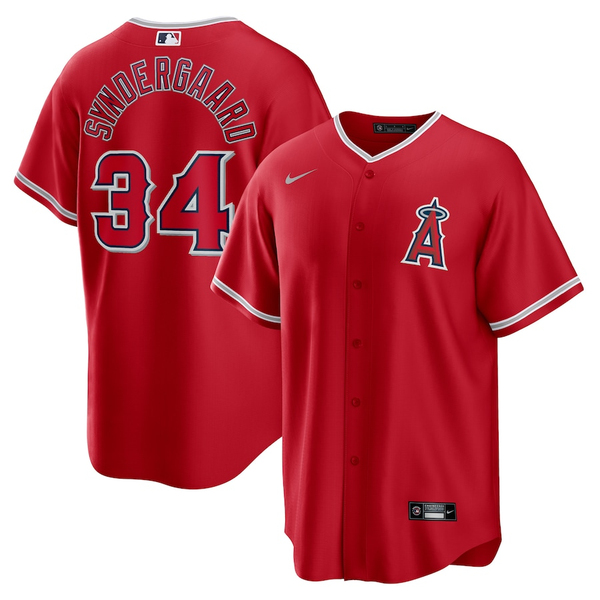 Men's Los Angeles Angels Noah Syndergaard #34 Red Alternate Replica Player Jersey