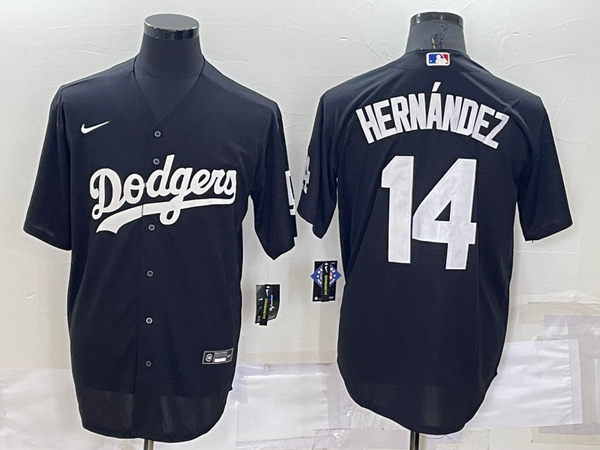 Men's Los Angeles Dodgers Enrique Hernandez #14 Black Replica Baseball Jersey