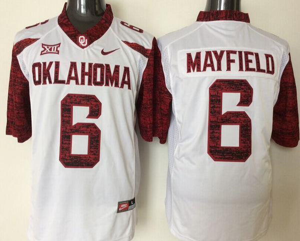 Men's Oklahoma Sooners Baker Mayfield #6 White Player Game Jersey