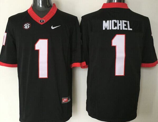 Men's Georgia Bulldogs Sony Michel #1 Black Player Game Jersey