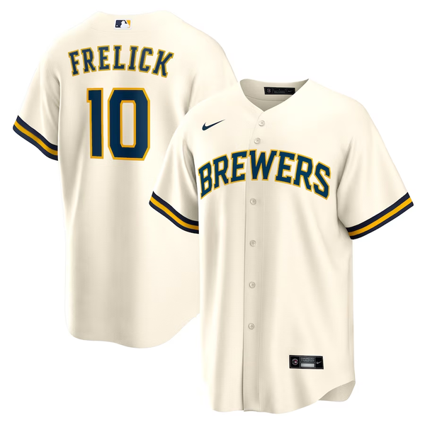 Men's Milwaukee Brewers Sal Frelick #10 Cream Home Replica Player Jersey