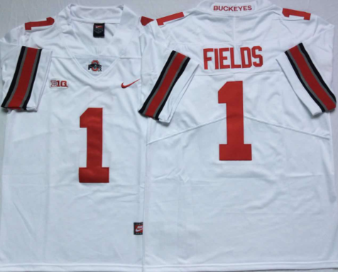 Men's Ohio State Buckeyes Justin Fields #1 White Player Game Jersey