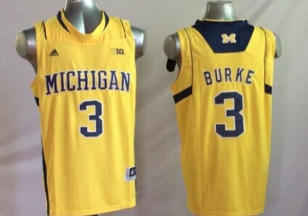 Men's Michigan Wolverines Trey Burke #3 Yellow Team Replica Basketball Jersey