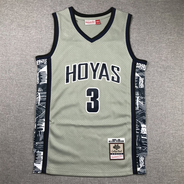 Men's Georgetown Hoyas Allen Iverson #3 NCAA Gray Basketball Jersey