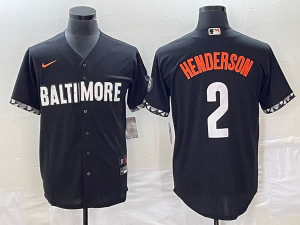 Men's Baltimore Orioles Gunnar Henderson #2 Black 2023 City Connect Replica Player Jersey