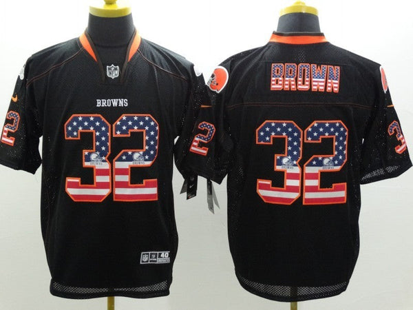 Men's Cleveland Browns Jim Brown #32 Black Game Jersey