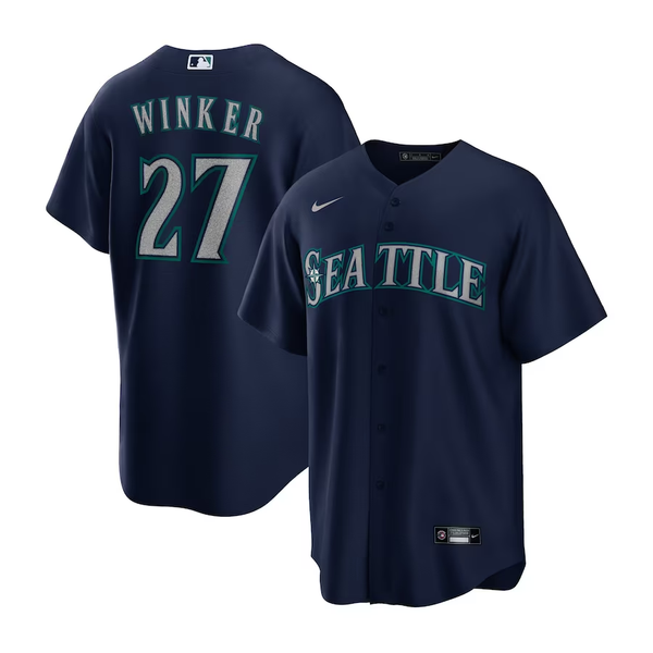 Men's Seattle Mariners Jesse Winker #27 Navy Alternate Replica Player Jersey