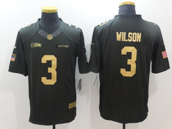 Men's Seattle Seahawks #3 Russell Wilson Black Team Game Jersey