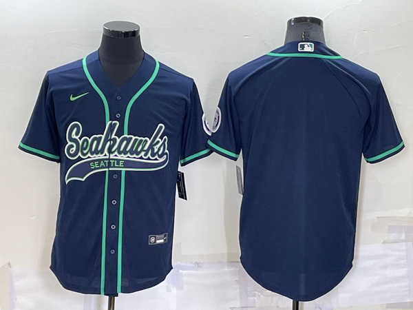 Men's Seattle Seahawks Navy Blank Jersey