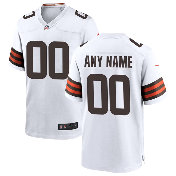 Custom Cleveland Browns White Game Jersey