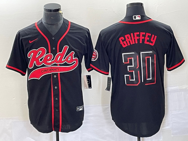 Men's Cincinnati Reds Ken Griffey Jr. #30 Black Replica Player Jersey Joint Edition