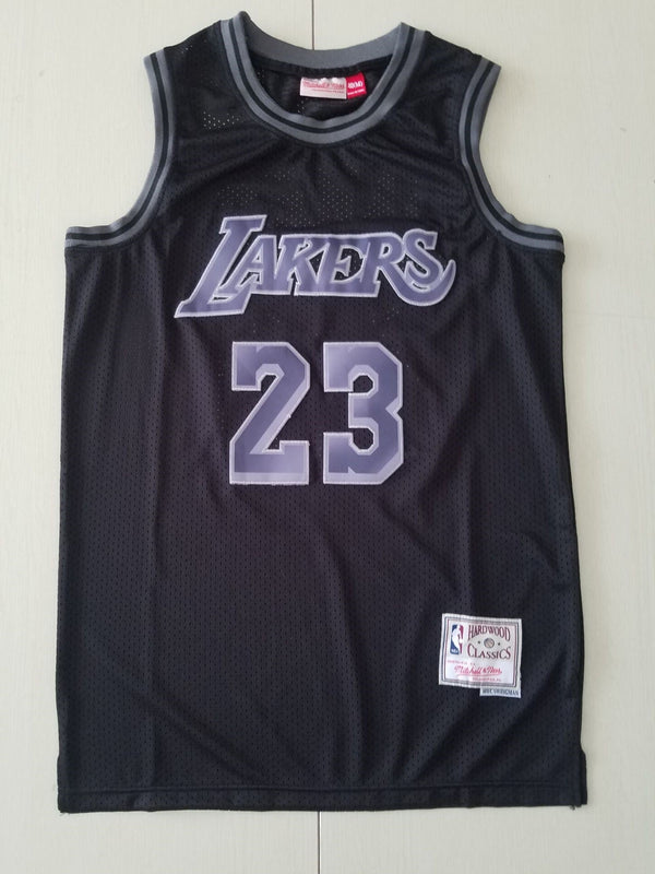 Men's Los Angeles Lakers LeBron James Black Hardwood Classics Swingman Jersey