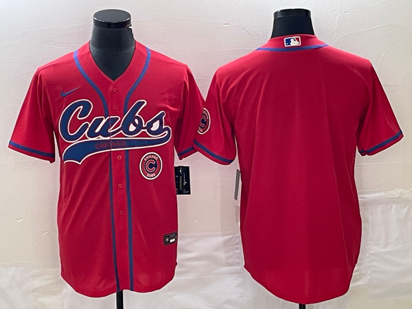 Men's Chicago Cubs Red Blank Replica Jersey