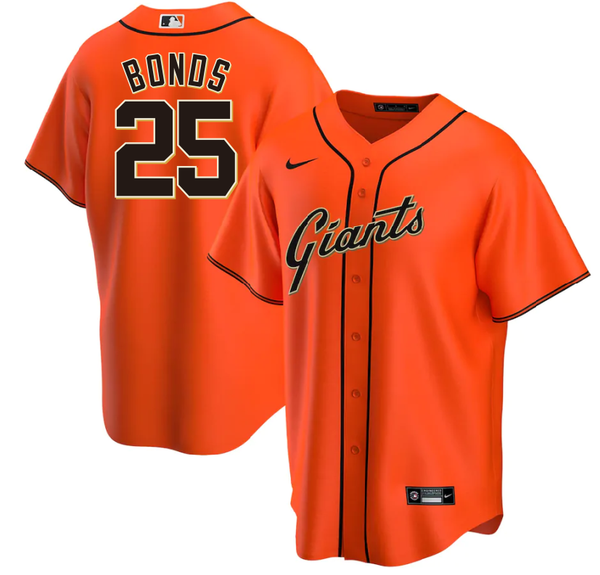 Men's San Francisco Giants Barry Bonds #25 Orange Replica Baseball Jersey