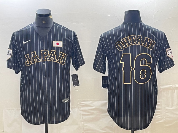 Men's 2023 World Baseball Classic #16 Shohei Ohtani Japan Black Player Jersey