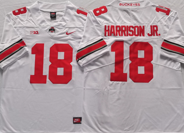 Men's Ohio State Buckeyes Marvin Harrison JR #18 White Player Game Jersey