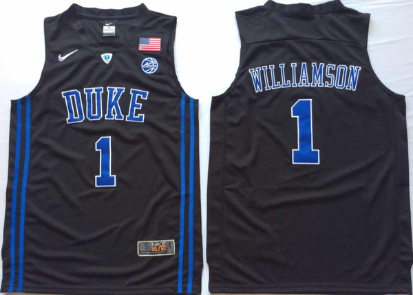 Men's Duke Blue Devils Zion Williamson #1 Black Game Jersey