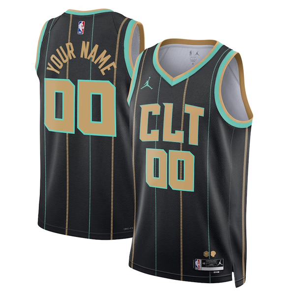 Men's Charlotte Hornets Black 2022/23 Swingman Custom Jersey - City Edition