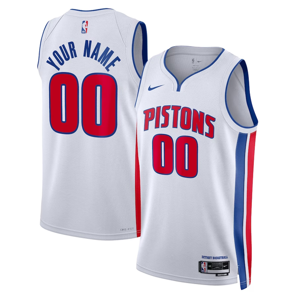 Men's Detroit Pistons White Swingman Custom Jersey - Association Edition