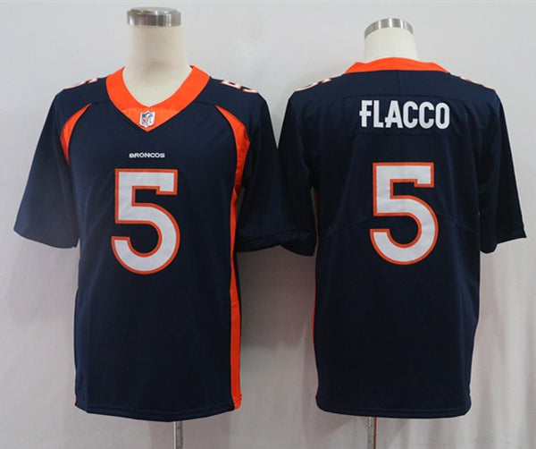 Men's Denver Broncos Joe Flacco #5 Navy Game Jersey