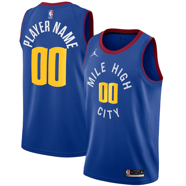 Men's Denver Nuggets Blue Swingman Custom Jersey - Statement Edition