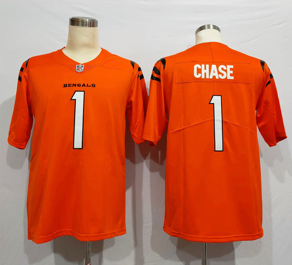 Men's Cincinnati Bengals Ja'Marr Chase #1 Orange Alternate Game Jersey