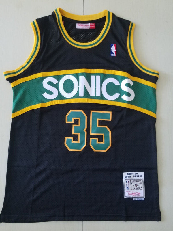 Men's Seattle Supersonics Kevin Durant #35 Black Throwback Swingman Jersey