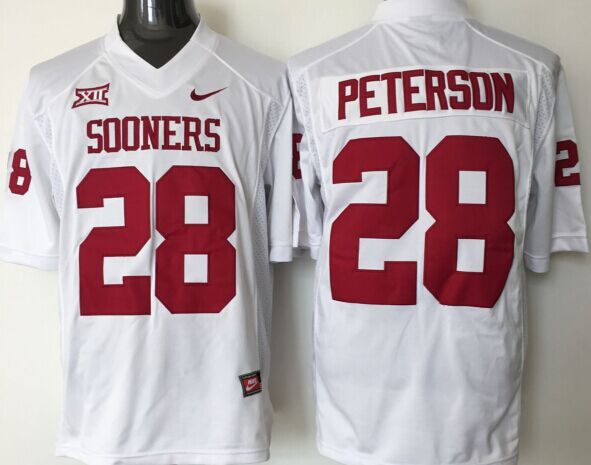 Men's Oklahoma Sooners Adrian Peterson #28 White Player Game Jersey