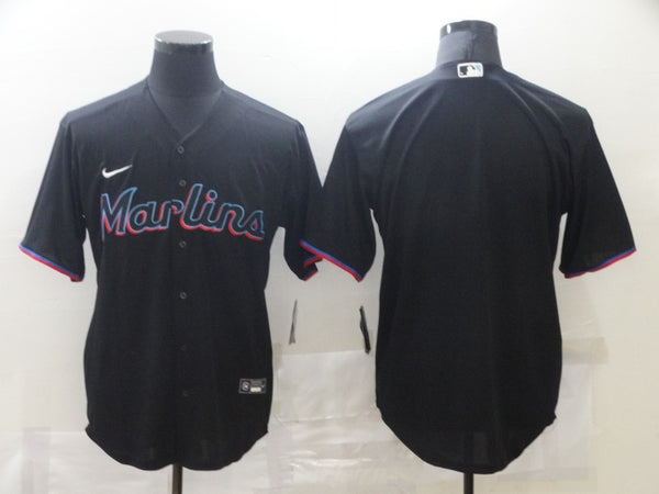 Men's Miami Marlins Black Alternate Replica Blank Jersey