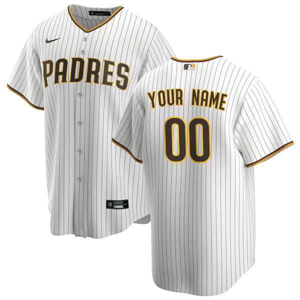 Men's San Diego Padres White Home Replica Custom Jersey