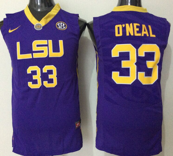 Men's LSU Tigers Shaquille O'Neal #33 Purple Player Game Jersey