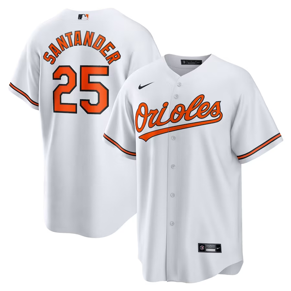 Men's Baltimore Orioles Anthony Santander #25 White Replica Player Jersey