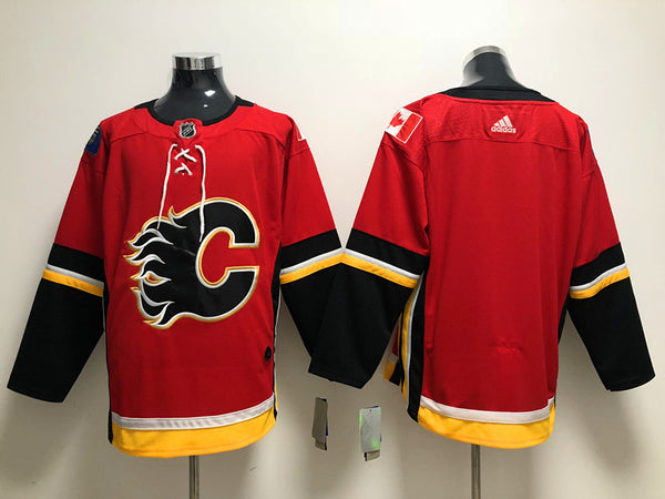 Men's Calgary Flames Red Home Authentic Blank Jersey