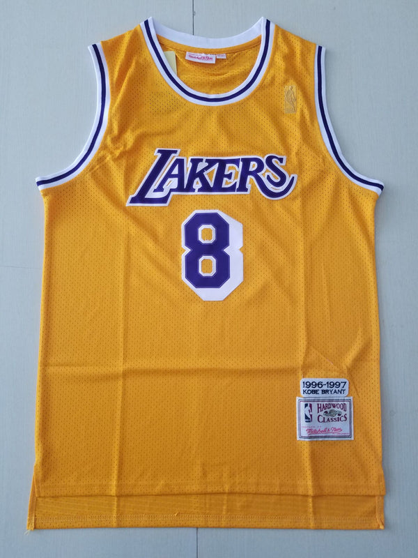 Men's Los Angeles Lakers Kobe Bryant 1996-97 Yellow Hardwood Classics Authentic Jersey