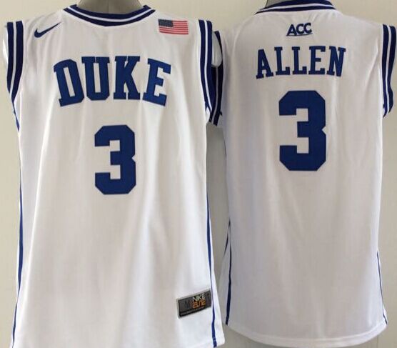 Men's Duke Blue Devils Grayson Allen #3 White Game Jersey