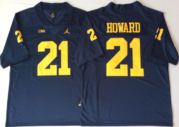 Men's Michigan Wolverines Desmond Howard #21 Navy Alumni Player Game Jersey