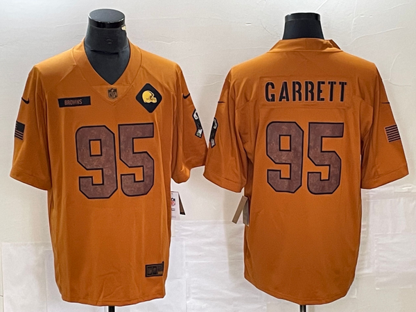 Men's Cleveland Browns Myles Garrett #95 Brown 2023 Salute To Service Retired Player Limited Jersey