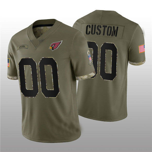 Custom Arizona Cardinals ACTIVE PLAYER 2022 Olive Salute To Service Limited Stitched Jersey Football Jerseys