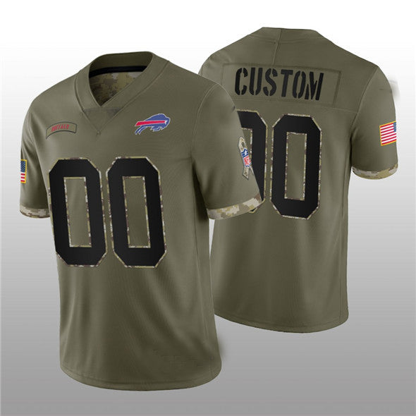 Custom Buffalo Bills ACTIVE PLAYER 2022 Olive Salute To Service Limited Stitched Jersey Football Jersey