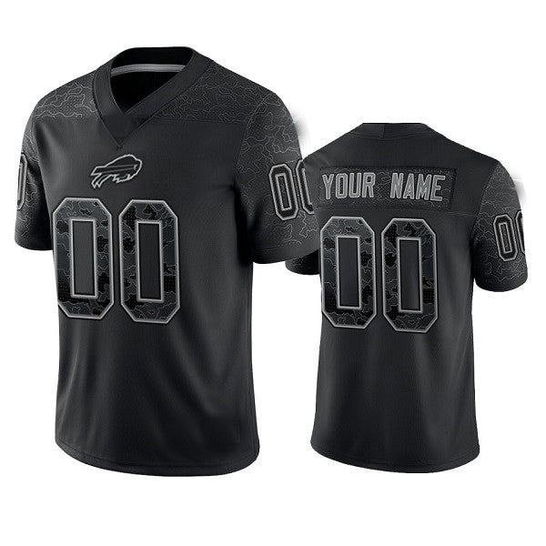 Custom Buffalo Bills Active Player Black Reflective Limited Stitched Football Jersey Football Jersey