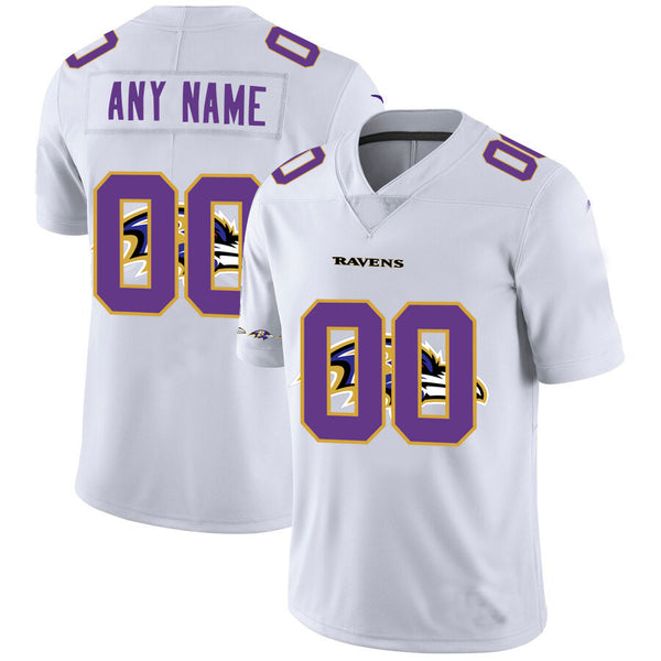 Custom Baltimore Ravens White Team Big Logo Vapor Untouchable Limited Jersey Stitched American Football Jerseys