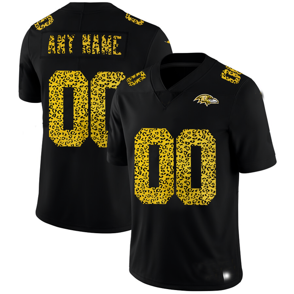 Custom Baltimore Ravens Leopard Print Fashion Vapor Limited Jersey Black Stitched American Football Jerseys