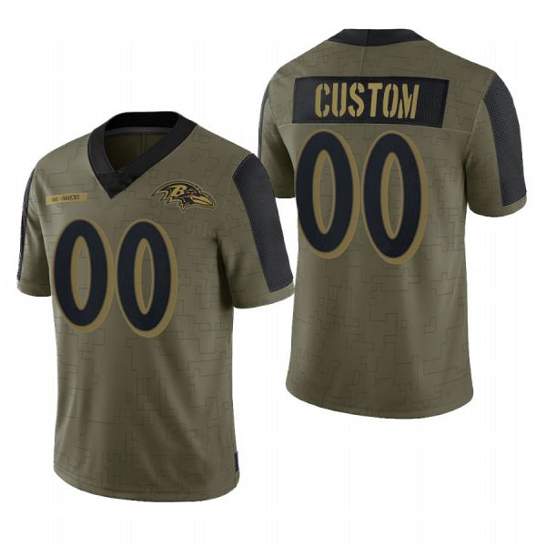 Custom Baltimore Ravens Football Jerseys Olive 2022 Salute To Service Limited Jersey Name And Number Christmas Birthday Gift