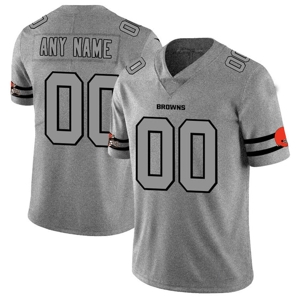 Custom Cleveland Browns 2019 Gray Gridiron Gray Vapor Untouchable Limited Jersey Stitched American Football Jerseys