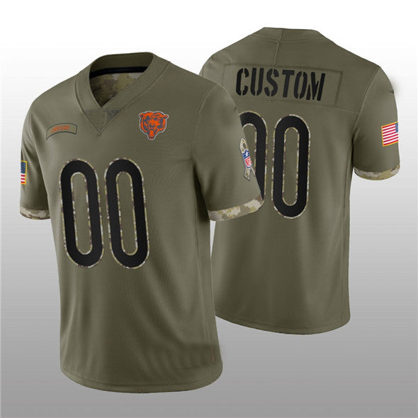 Custom Chicago Bears ACTIVE PLAYER 2022 Olive Salute To Service Limited Stitched Jersey Football Jerseys