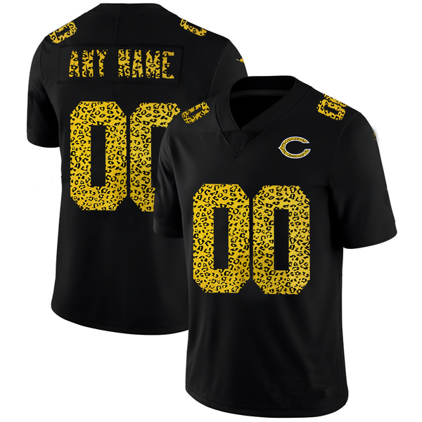 Custom Chicago Bears Leopard Print Fashion Vapor Limited Jersey Black Stitched Jersey Football Jerseys