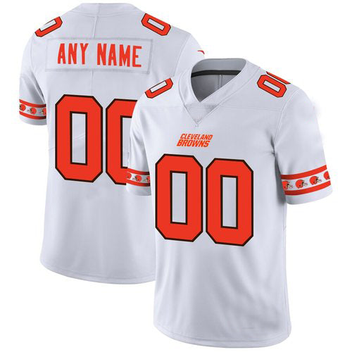 Custom Cleveland Browns White Team Logo Vapor Limited Jersey Stitched American Football Jerseys