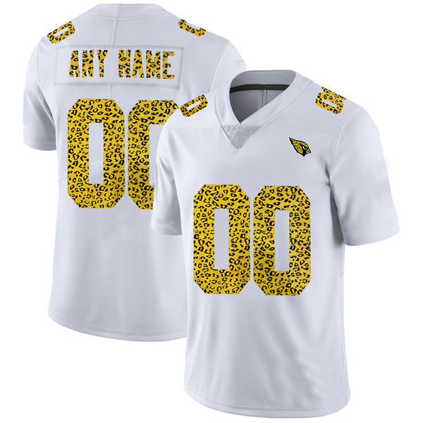 Custom Arizona Cardinals Jersey White Limited  Vapor White Leopard Print Fashion Jerseys