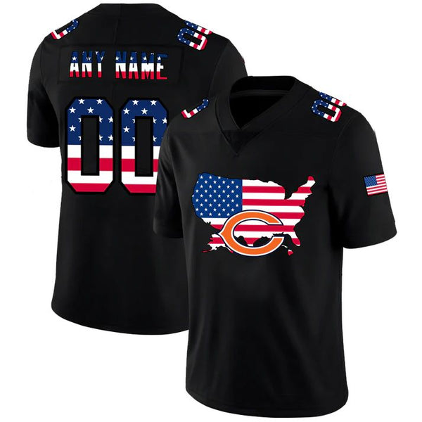 Custom Chicago Bears Football Black Limited Fashion Flag Stitched Jersey Football Jerseys