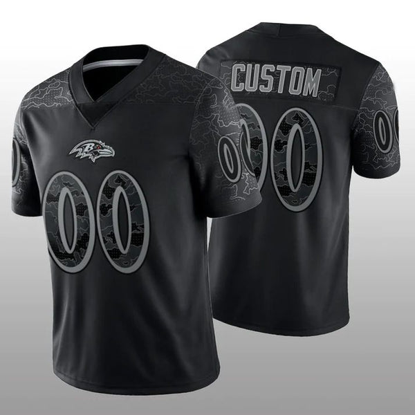 Custom Baltimore Ravens Football Stitched Black RFLCTV Limited Jersey Football Jerseys